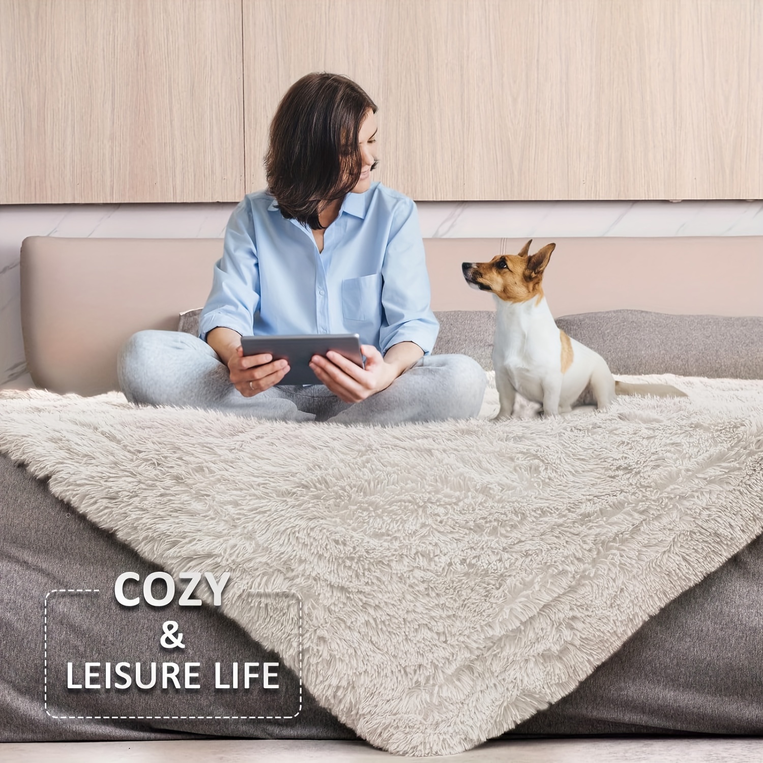 1pcs faux fur throw blankets 50x60 inches 127 152cm soft fuzzy plush sherpa blankets for sofa couch and bed long hair blanket cream details 3