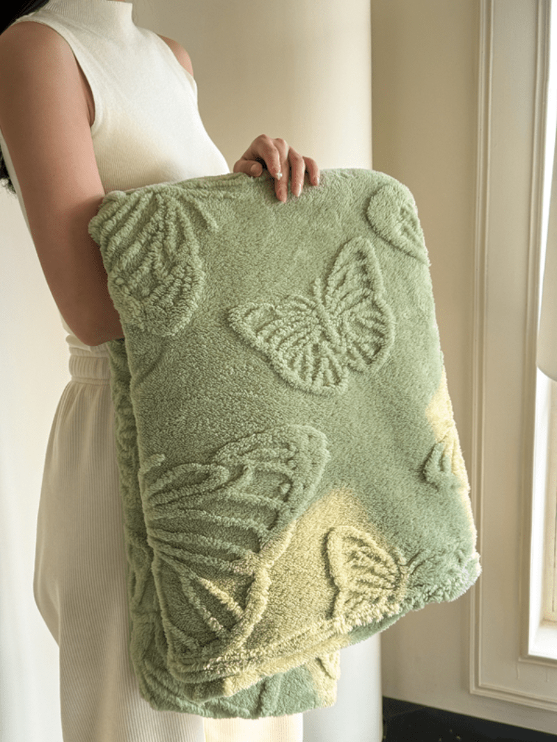 ultra soft butterfly jacquard faux lamb wool blanket versatile machine washable for bedroom living room or dorm decor details 0