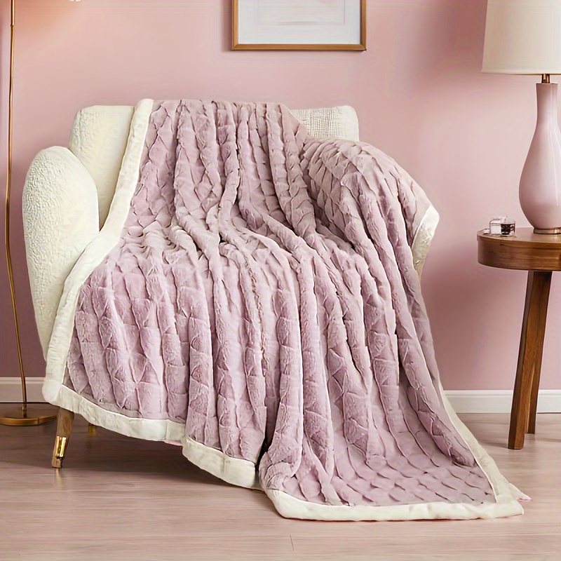 cozy faux fur purple throw blanket double sided fur blanket super soft warm both sides are extremely soft for couch sofa bed home living room travel camping farmhouse decor all seasons details 1