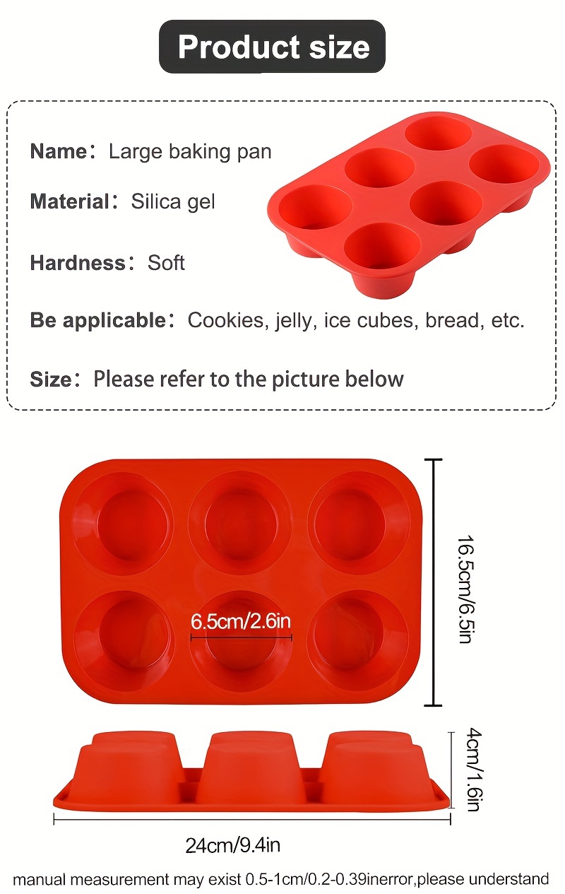 silicone muffin pan large 6 cup non stick bpa free cupcake baking mold for muffins bread and more durable easy to clean silicone bakeware perfect for baking enthusiasts details 1