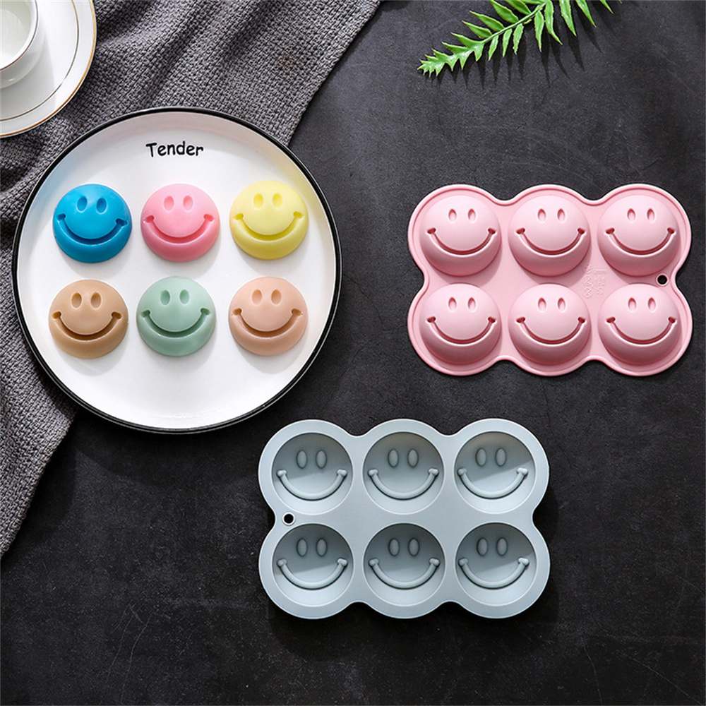 6 cavity silicone smile face baking mold for cakes chocolates candies non stick oven safe easter novelty cake pan flexible oval shaped mold for creative dessert making pack of 1 details 2