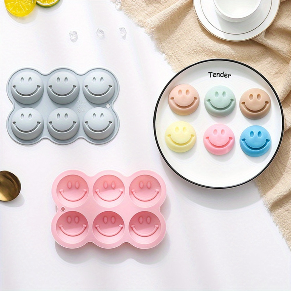 6 cavity silicone smile face baking mold for cakes chocolates candies non stick oven safe easter novelty cake pan flexible oval shaped mold for creative dessert making pack of 1 details 4