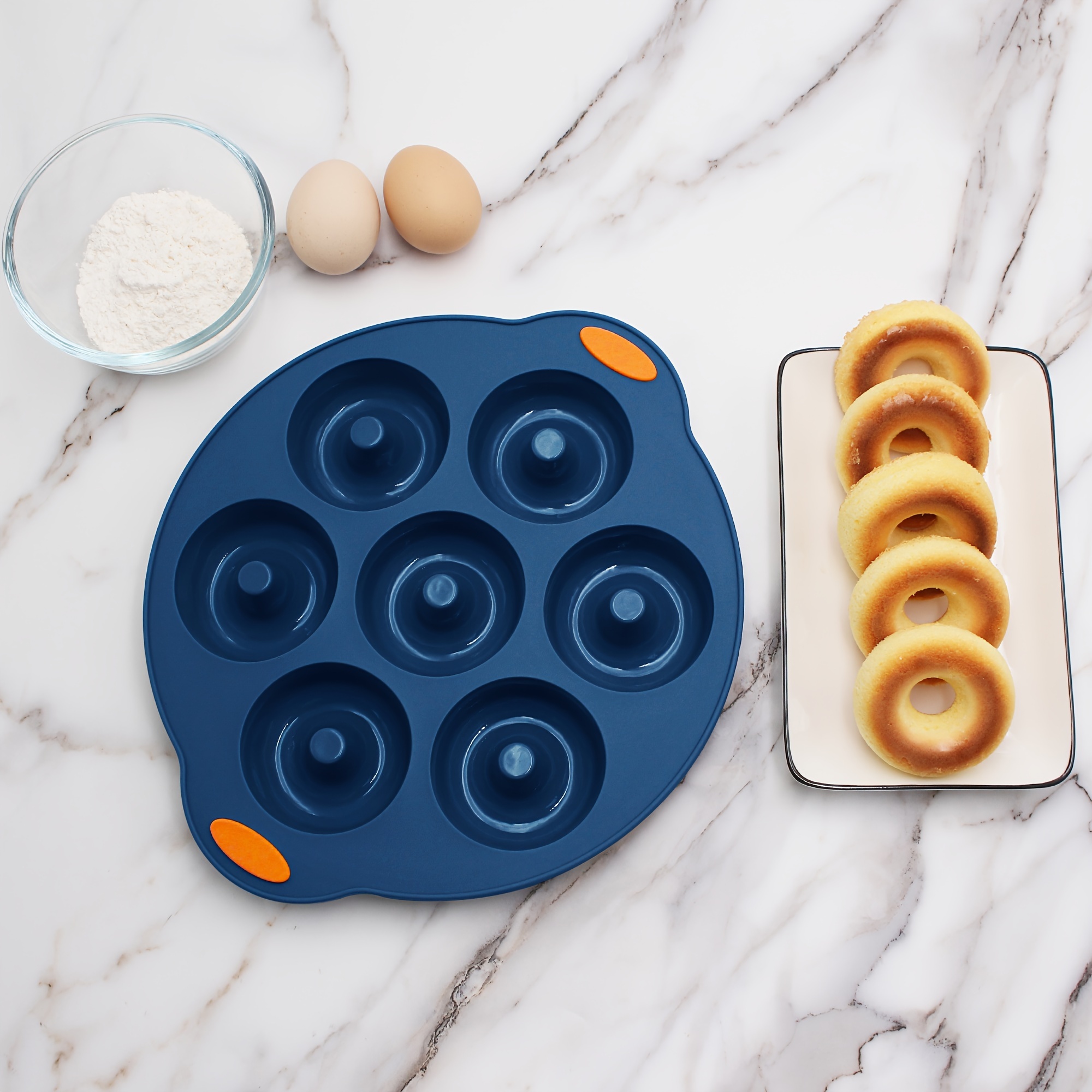 31 pieces silicone baking pans set nonstick bakeware sets muffin pan donut bread pizza chiffon cake pan bpa free silicone molds with metal reinforced frame more strength 6 shapes cupcake molds navy blue details 2