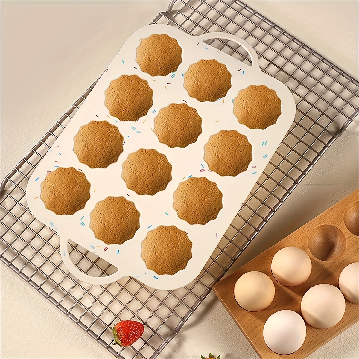   12 cavity silicone scone baking mold non stick rectangle cake pan muffin cornbread brownies mold christmas heat insulated manual baking tool for jello cupcakes doughnuts easy release and clean details 1