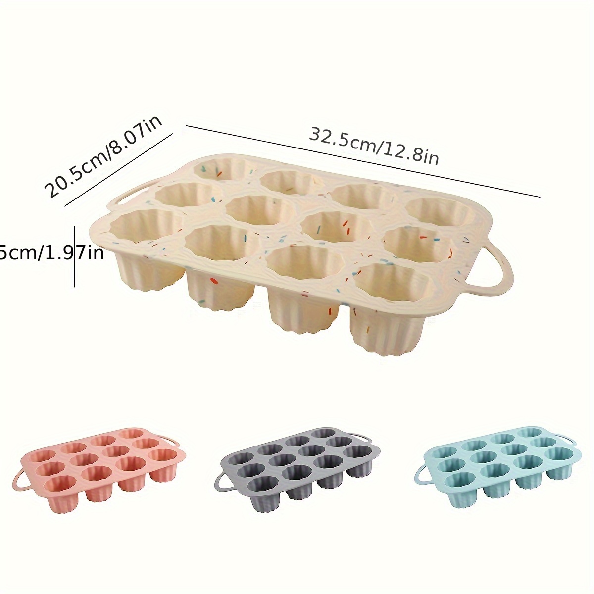   12 cavity silicone scone baking mold non stick rectangle cake pan muffin cornbread brownies mold christmas heat insulated manual baking tool for jello cupcakes doughnuts easy release and clean details 3