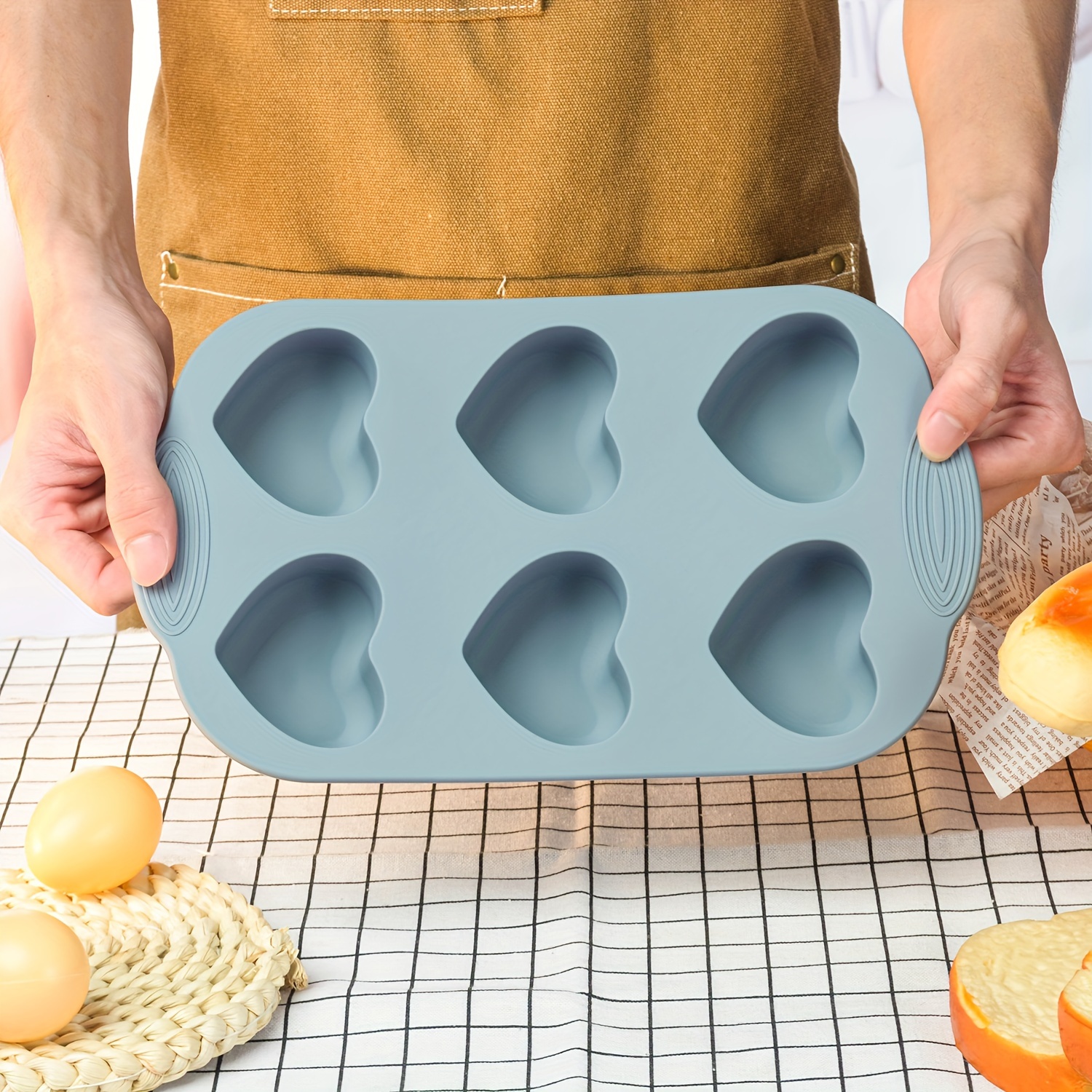 1pc heart shaped silicone muffin pan mold silicone cupcake pan mold 3d silicone mold pudding mold chocolate mold for diy cake decorating tool silicone baking mold kitchen accessories details 3