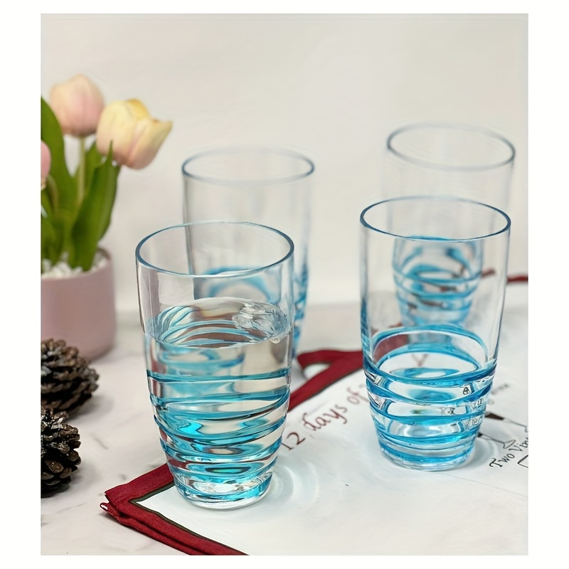 swirl acrylic glasses drinking set of 4 20oz plastic drinking glasses bpa free cocktail glasses drinkware set   plastic water tumblers details 1