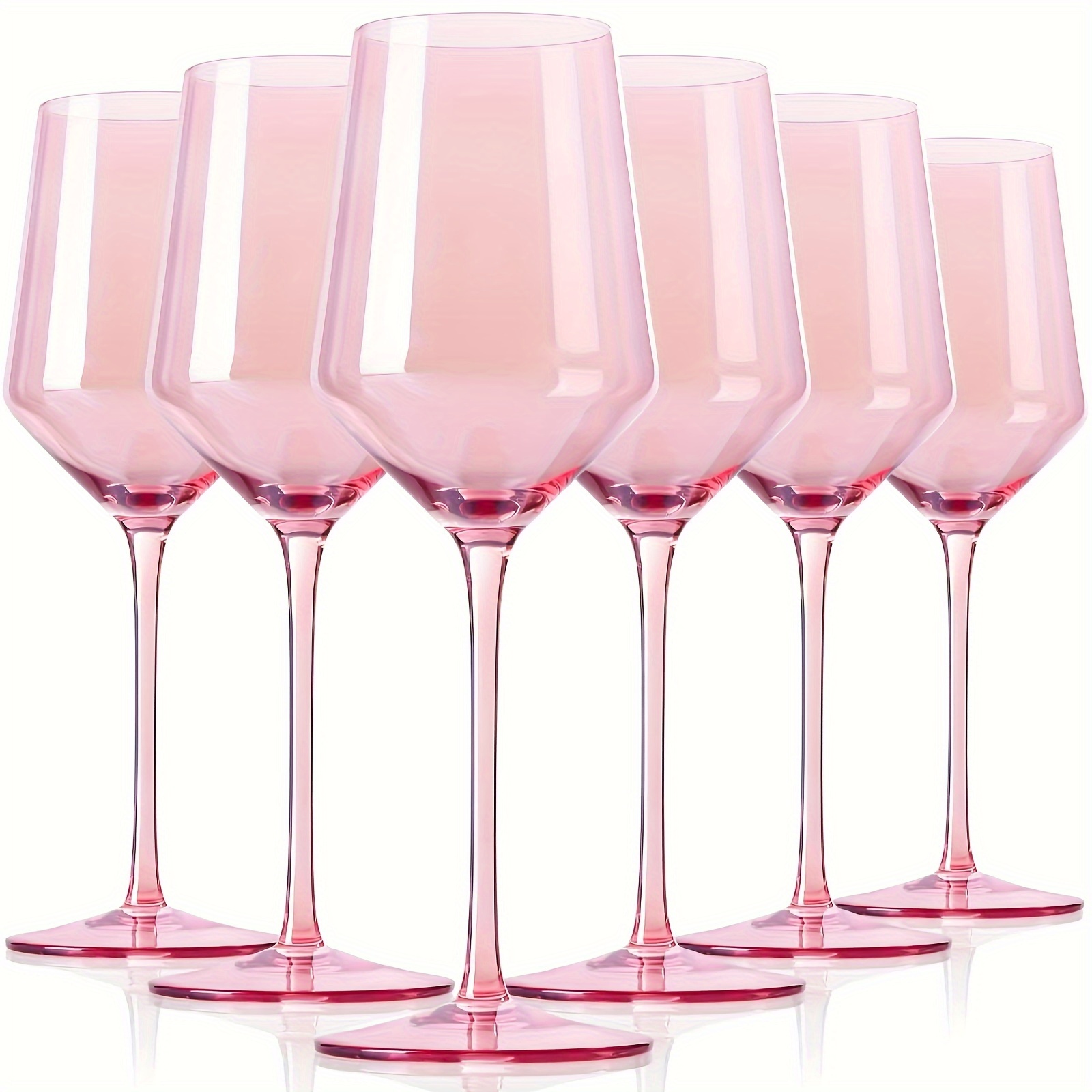 pink wine glasses set 6 15oz   pink wine glasses with long stem and thin rim perfect pink colored wine stemware for wine lover in wedding bridal shower details 0