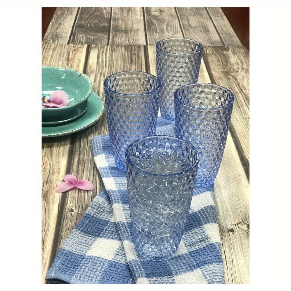 diamond cut acrylic glasses drinking set of 4 19oz plastic drinking glasses bpa free cocktail glasses drinkware set drinking water glasses details 3