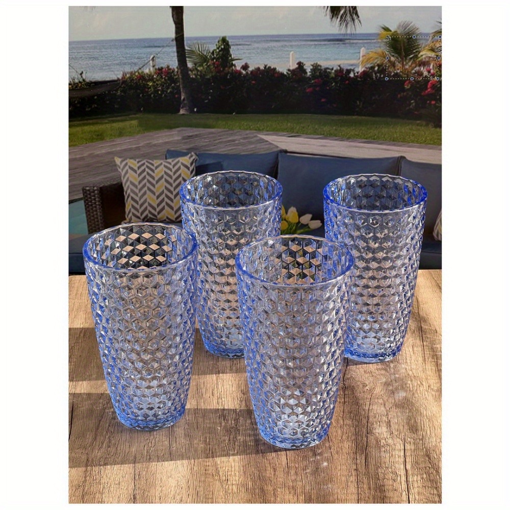 diamond cut acrylic glasses drinking set of 4 19oz plastic drinking glasses bpa free cocktail glasses drinkware set drinking water glasses details 4