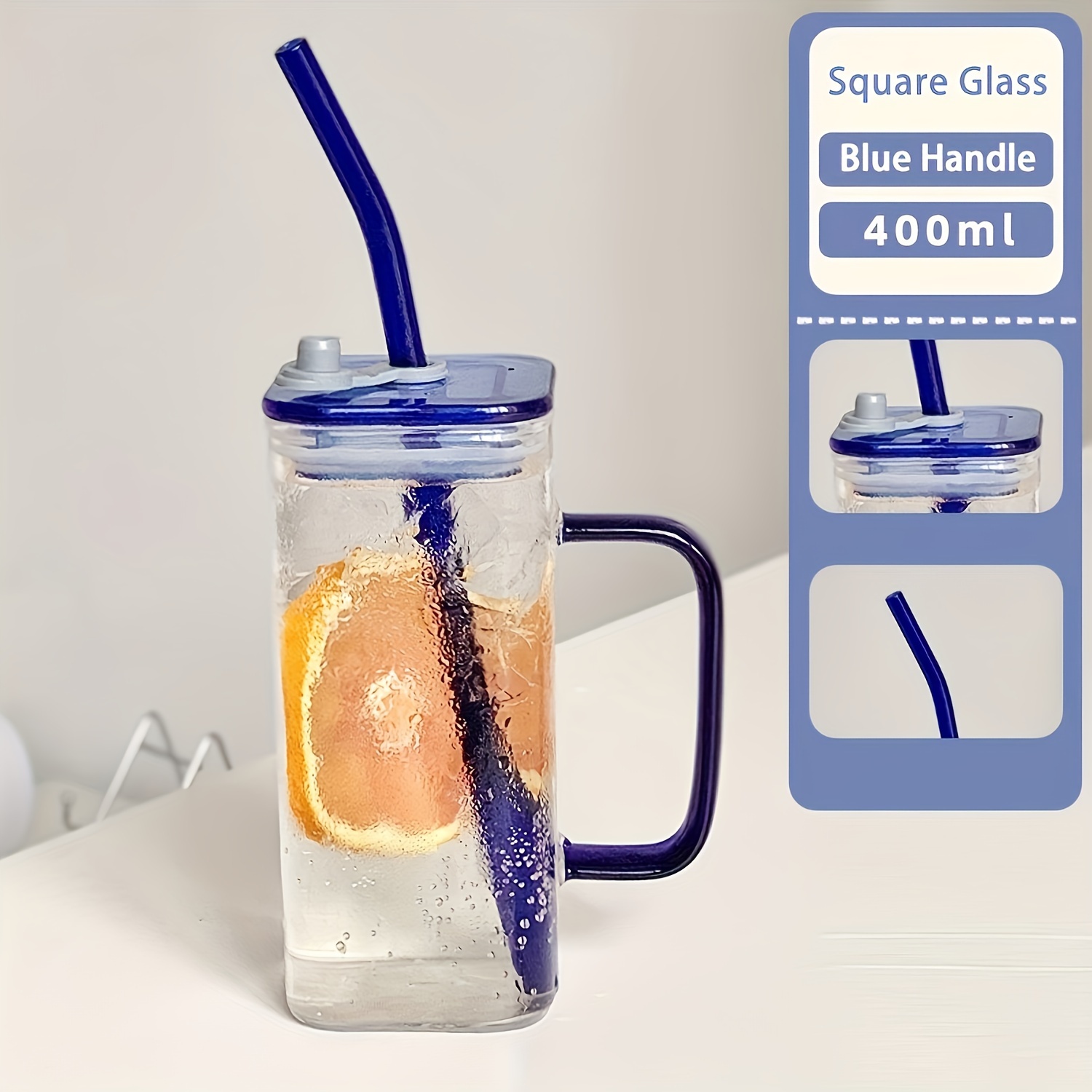 1 pc glass straw cup durable heat resistant straw   tumbler with ergonomic handle perfect for coffee and beverages suitable for everyday use multi dishwasher   optional details 6