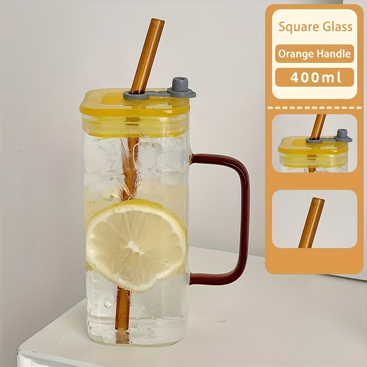 1 pc glass straw cup durable heat resistant straw   tumbler with ergonomic handle perfect for coffee and beverages suitable for everyday use multi dishwasher   optional details 7