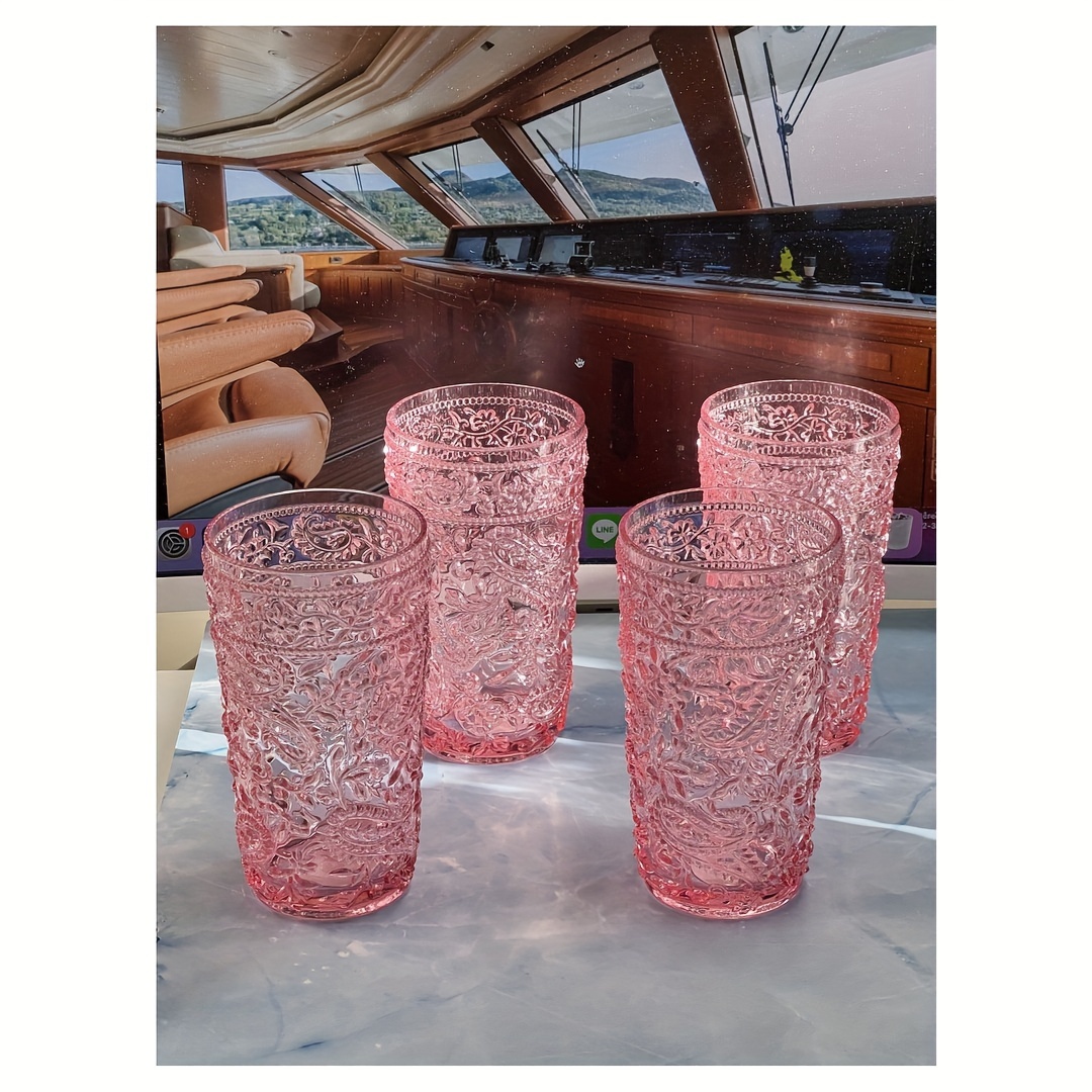 paisley acrylic glasses drinking set of 4   17oz plastic drinking glasses bpa free cocktail glasses drinkware set drinking water glasses details 0