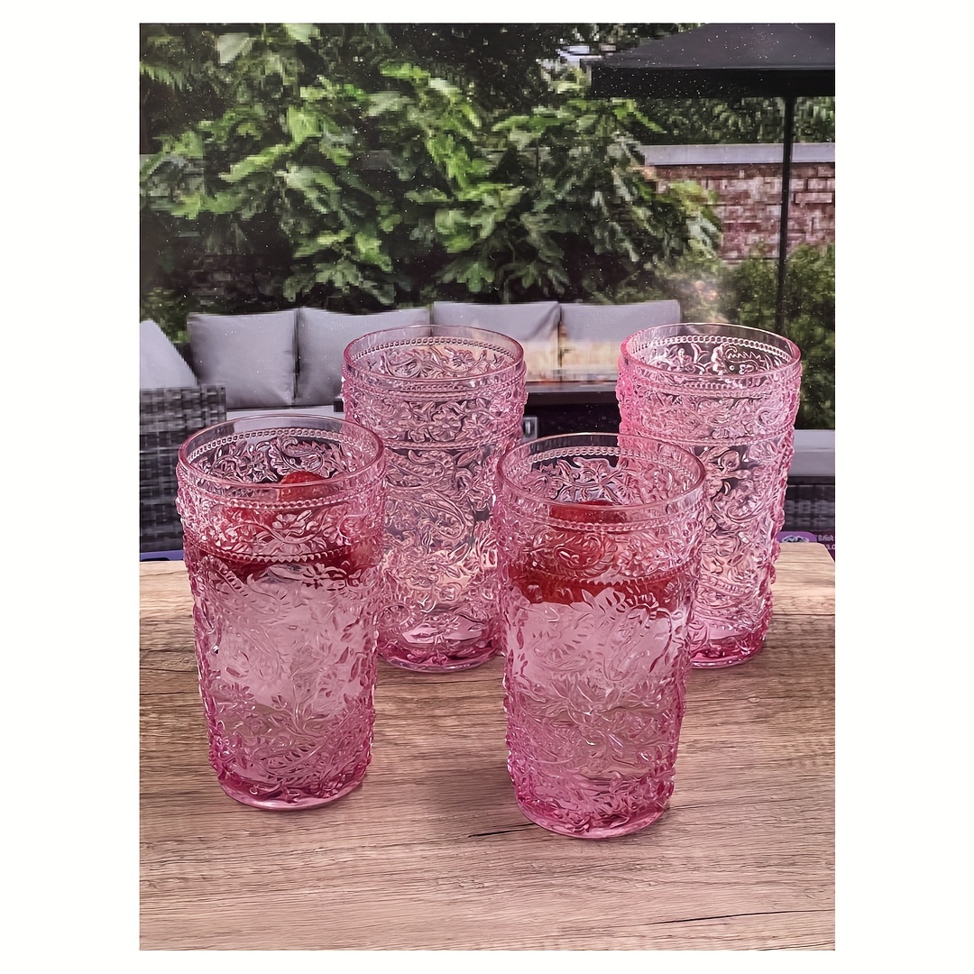 paisley acrylic glasses drinking set of 4   17oz plastic drinking glasses bpa free cocktail glasses drinkware set drinking water glasses details 1