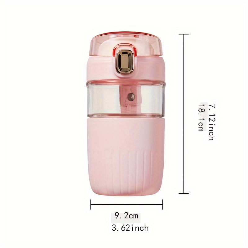 560ml compact glass tea coffee mug with easy press lid leakproof dishwasher safe for office school camping available in white pink black details 10