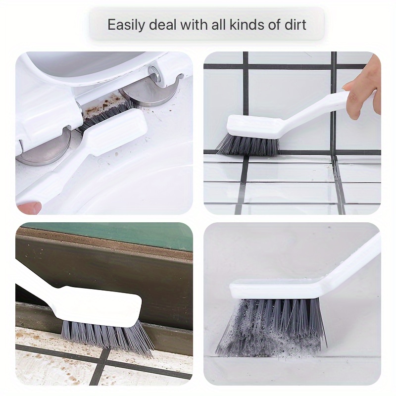 multi purpose crevice cleaning brush with hanging loop ideal for bathroom tiles toilet corners window sills details 0