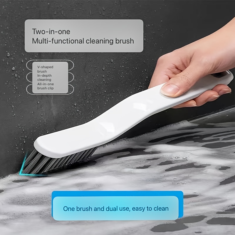 multi purpose crevice cleaning brush with hanging loop ideal for bathroom tiles toilet corners window sills details 6