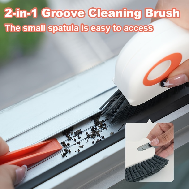 1pc cleaning brush window rail cleaning tool 2 in 1   cleaning brush multi functional bristle crevice cleaning brush for sliding door tracks window sills window   details 2