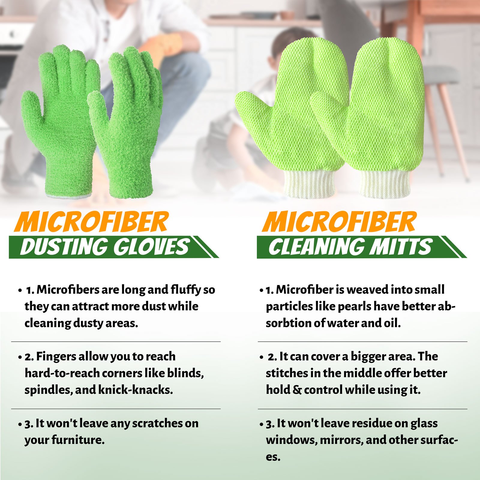 3 pairs microfiber dusting gloves plant cleaning glove reusable for houseplants blinds furniture and small objects details 1